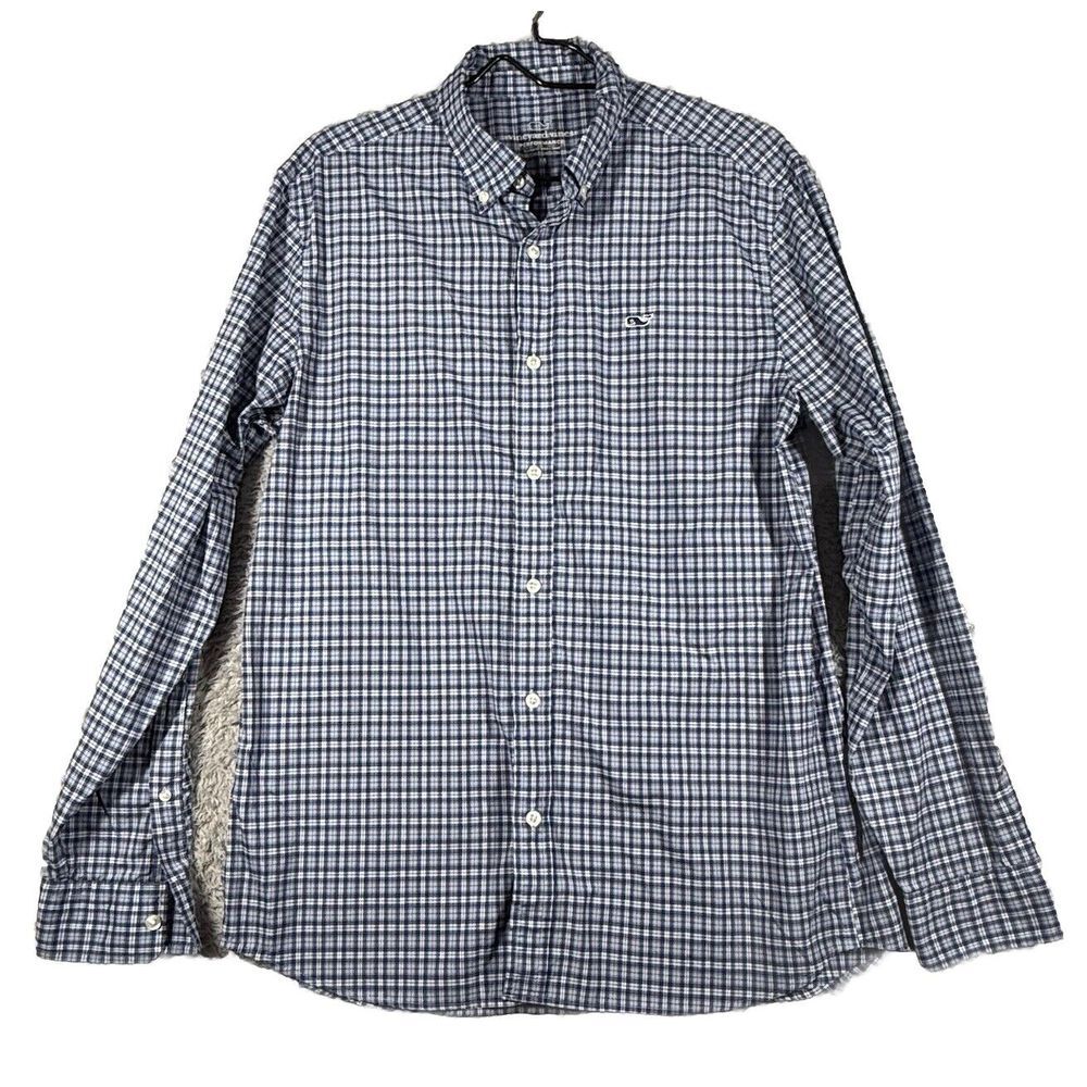 Vineyard Vines Shirt Mens Medium Blue‎ Performance Classic Whale